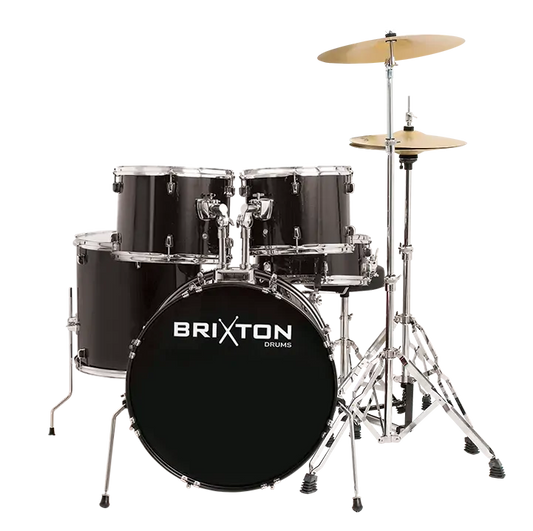 Brixton 20 Inch FUSN Package 5-Piece Drum Kit with Cymbals and Stool - Black