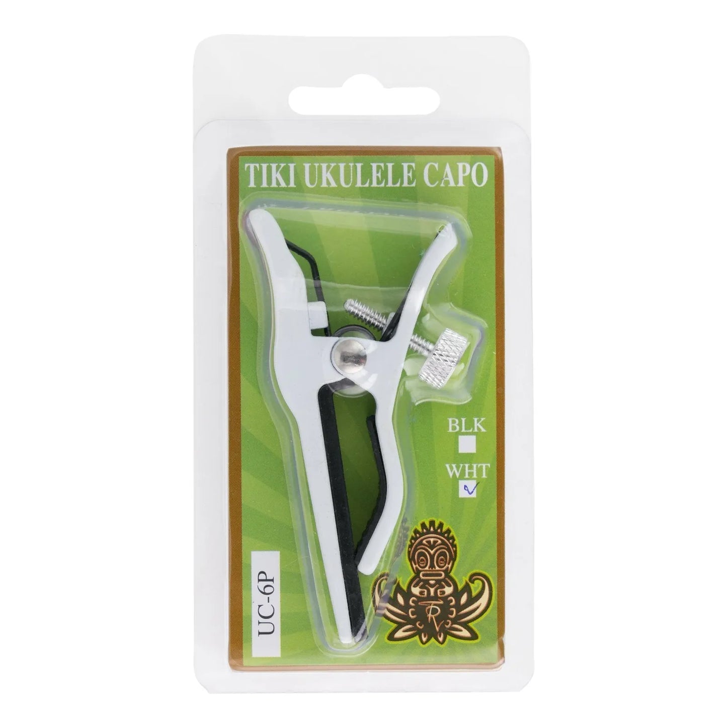 Tiki Quick-Grip Ukulele Capo with Self-Tensioning System - White — view 2