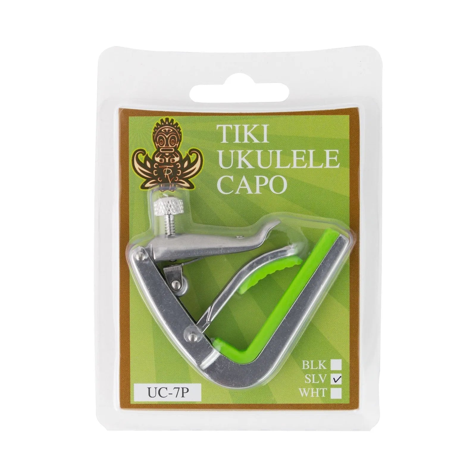 Tiki Adjustable Roller Ukulele Capo with Set-Screw Design and Rubber Grips - Silver — view 2