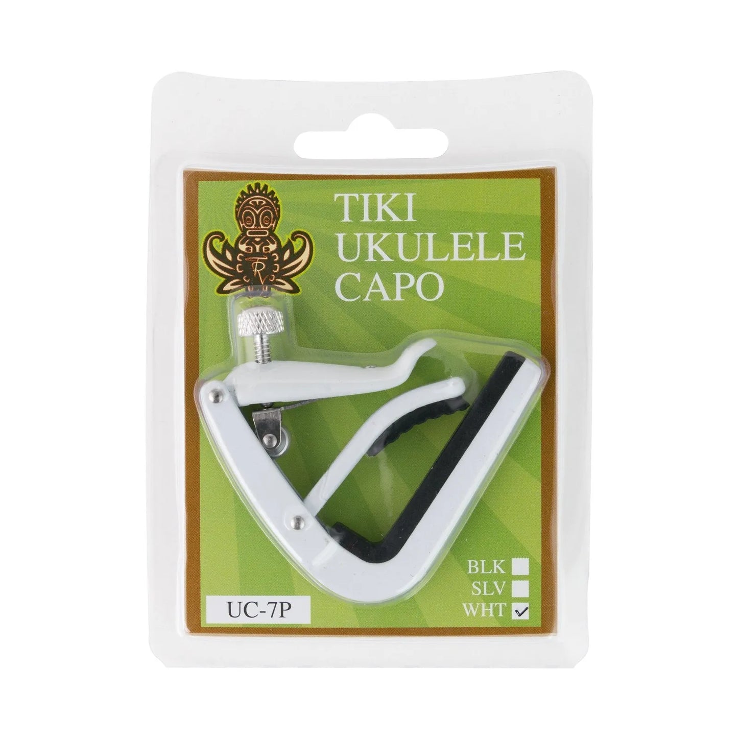 Tiki Adjustable Roller Capo for Ukulele - White, Lightweight Cast Alloy with Rubber Grips — view 2