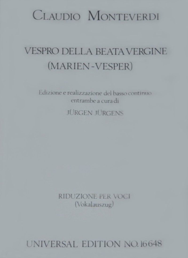 Monteverdi - Vespro della Beata Vergine SSATTB/Piano Choral Score