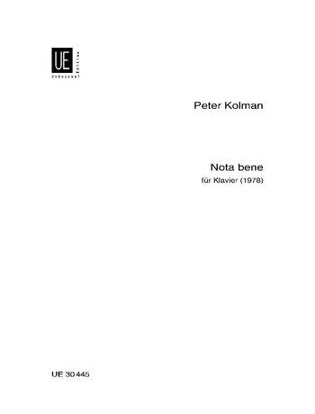 KOLMAN Nota Bene for Piano by Peter Kolman, Universal Edition, 1 Page