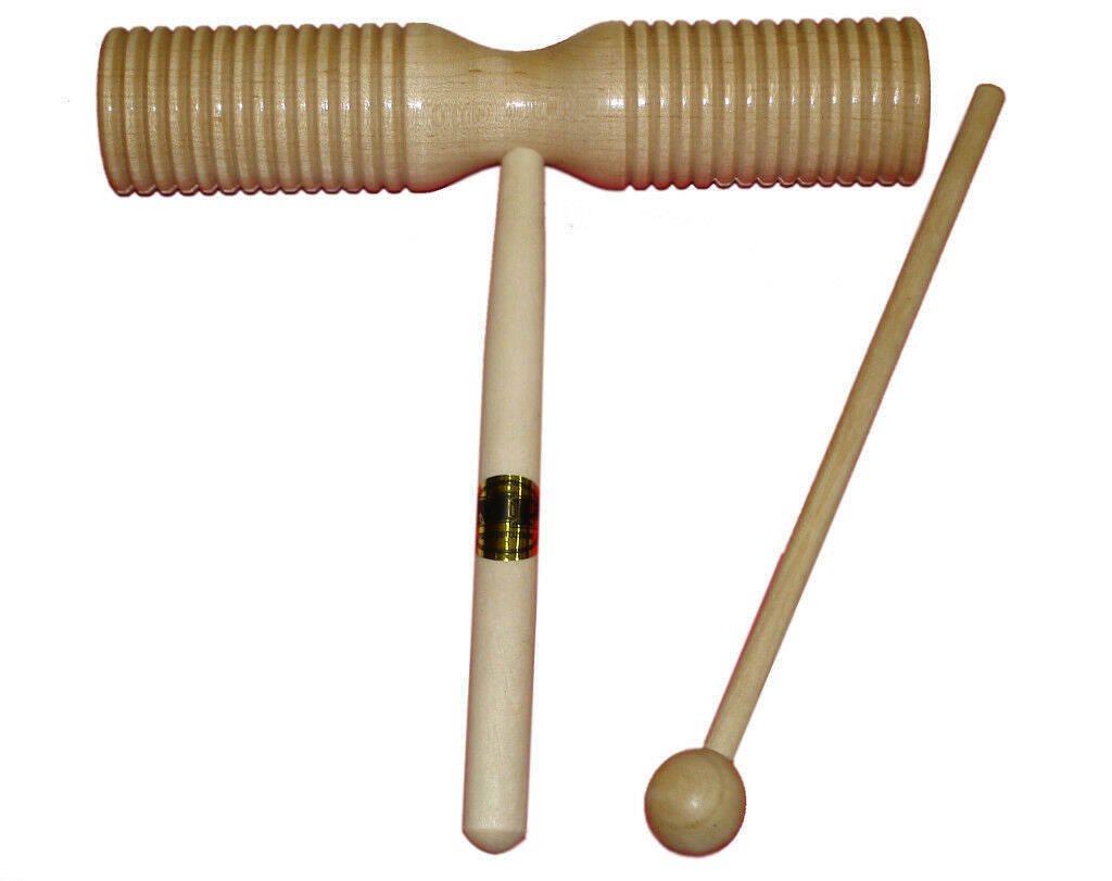 MANO PERCUSSION - Wooden Double Tone Block  Kids, School, Beater Included