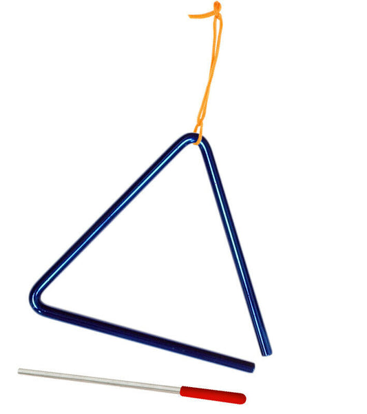 POWERBEAT Triangle 8 Inch Blue  With Beater & Tie, Educational, Fun