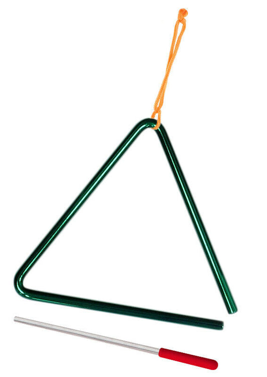 POWERBEAT Triangle 8 Inch Green  With Beater & Tie, Educational, Fun