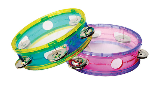 Tambourine Transparent Blue Yellow 6 Inch Kids Percussion Instrument