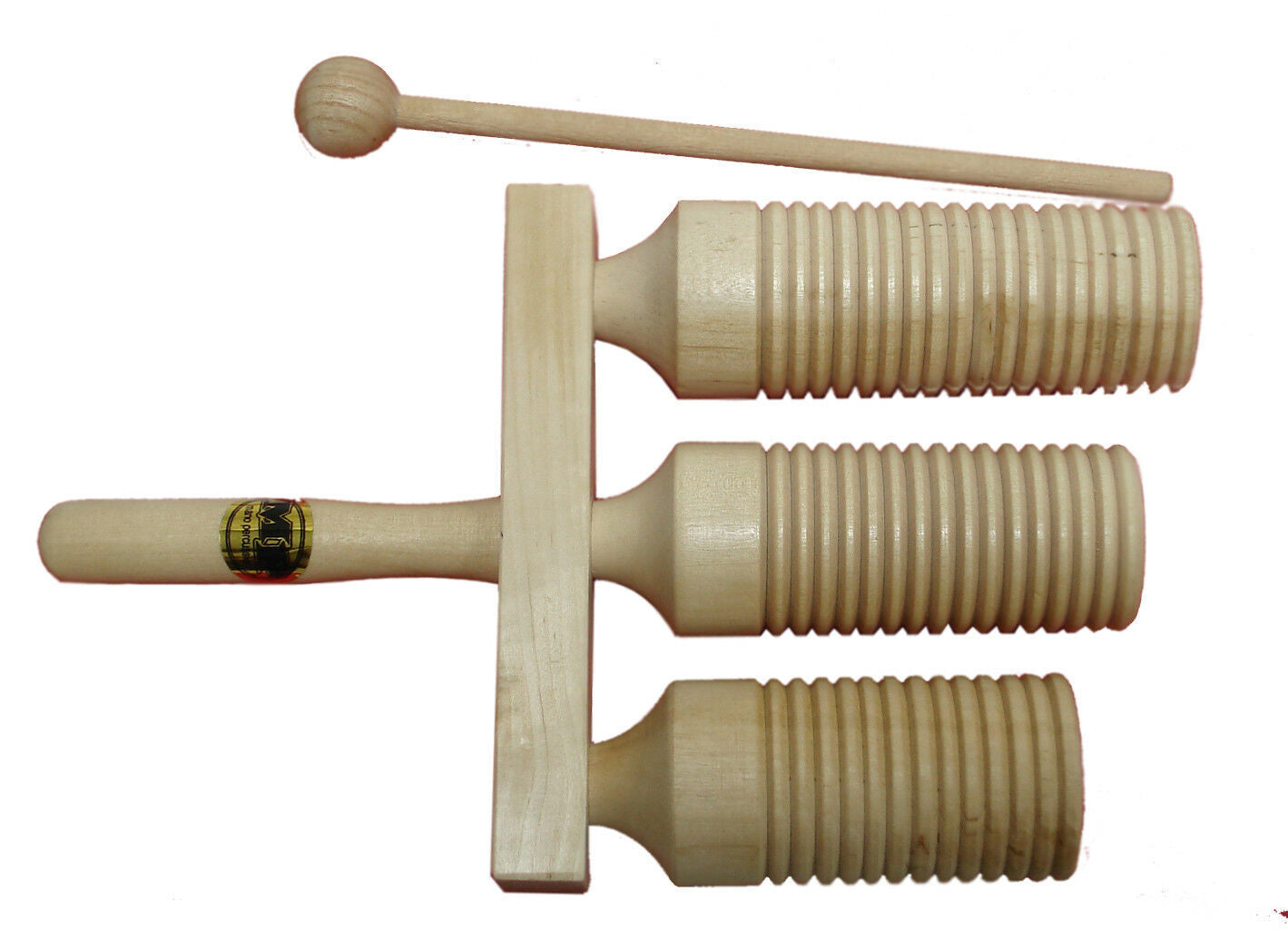 MANO PERCUSSION - Triple Wooden Tone Block  Educational, Natural Finish