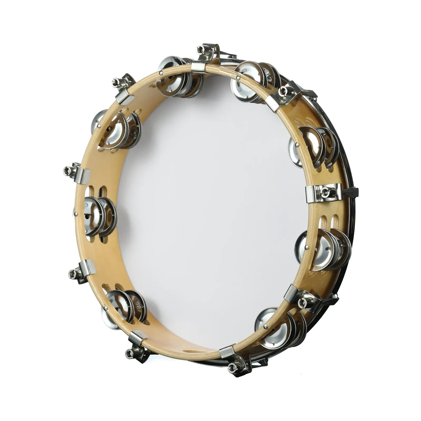 Mano 10 Inch Tuneable Tambourine with Wood Rim and Double Row Jingles — view 3