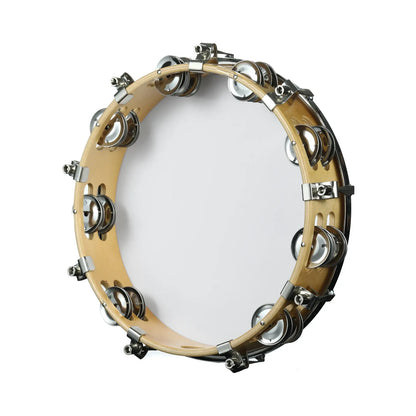 Mano 10 Inch Tuneable Tambourine with Wood Rim and Double Row Jingles — view 3