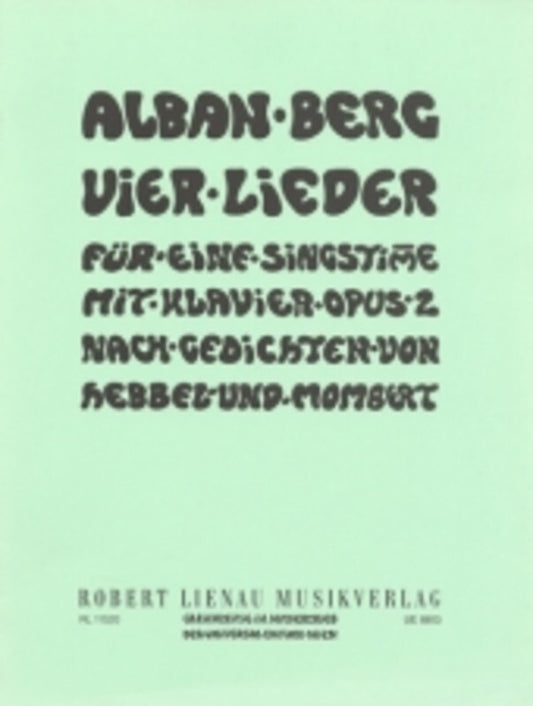 Berg - Four Songs Op 2 Medium Voice/Piano (Softcover Book)