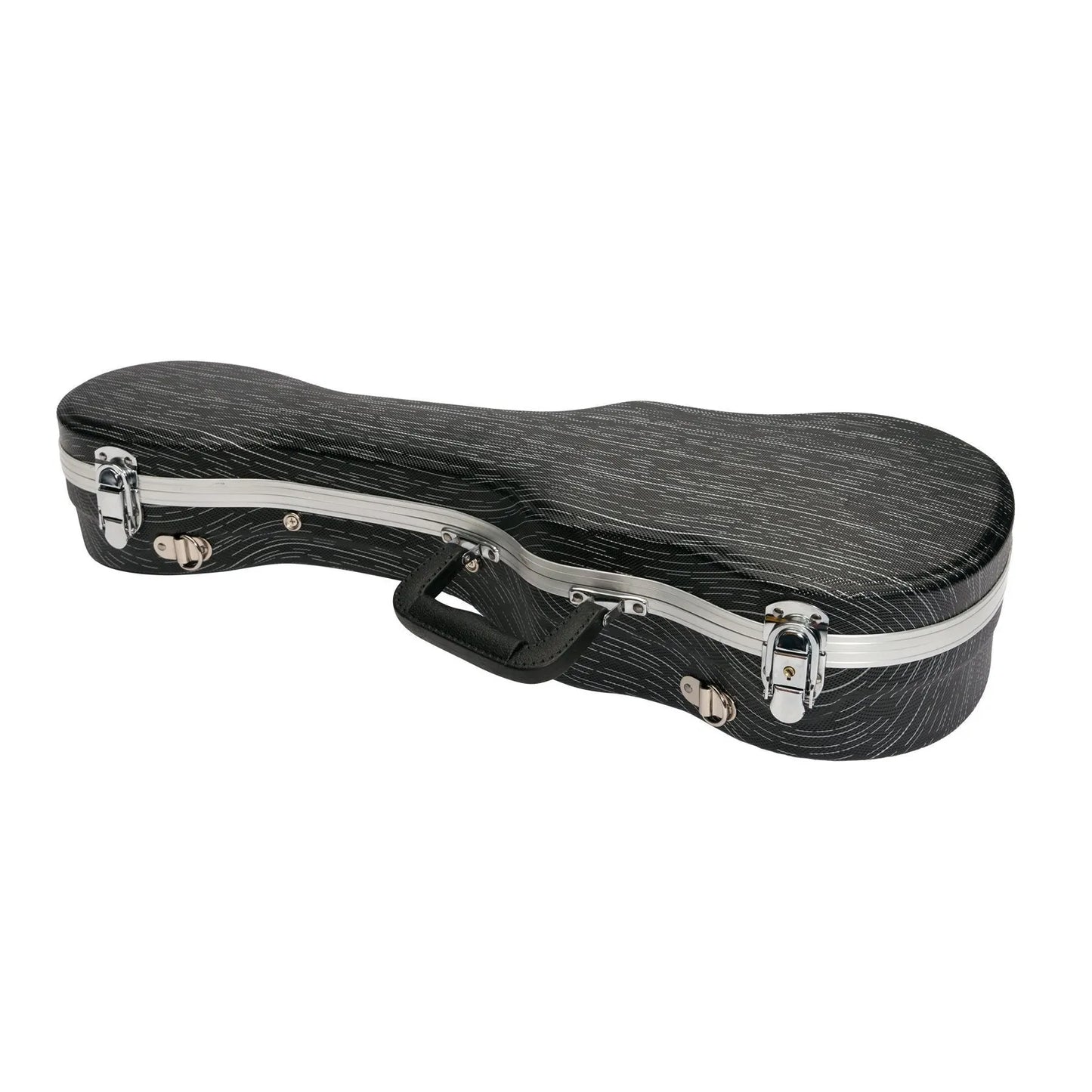 Tiki Deluxe Shaped Soprano Ukulele Flight Case - Grey/Black, Lightweight, Impact Resistant ABS, Soft Interior, Accessories Compartment, Key Lockable L — view 6