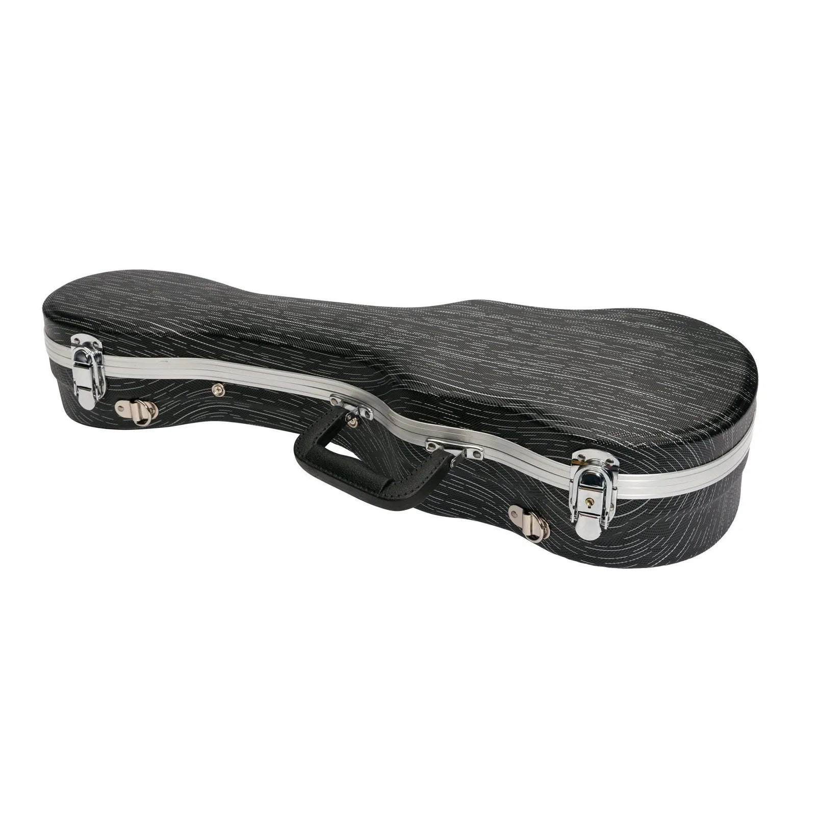 Tiki Deluxe Shaped Soprano Ukulele Flight Case - Grey/Black, Lightweight, Impact Resistant ABS, Soft Interior, Accessories Compartment, Key Lockable L — view 6