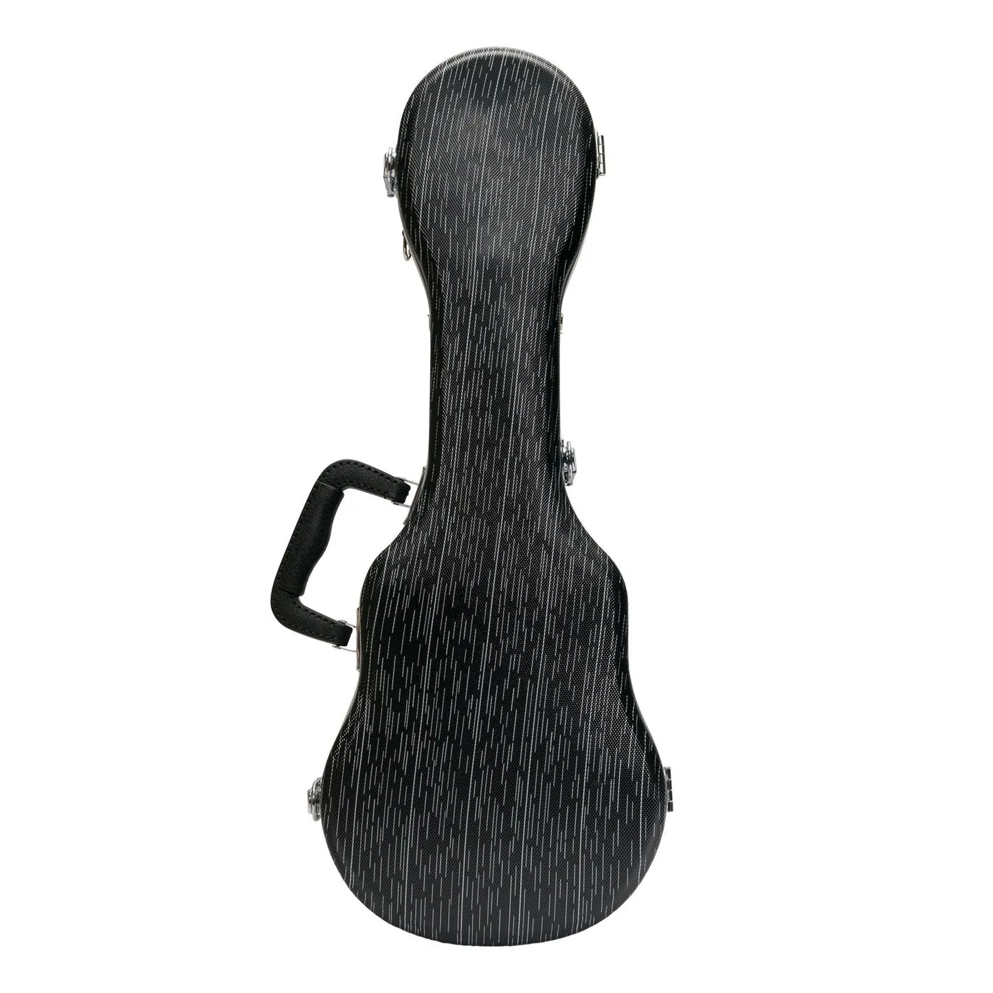 Tiki Deluxe Shaped Soprano Ukulele Flight Case - Grey/Black, Lightweight, Impact Resistant ABS, Soft Interior, Accessories Compartment, Key Lockable L