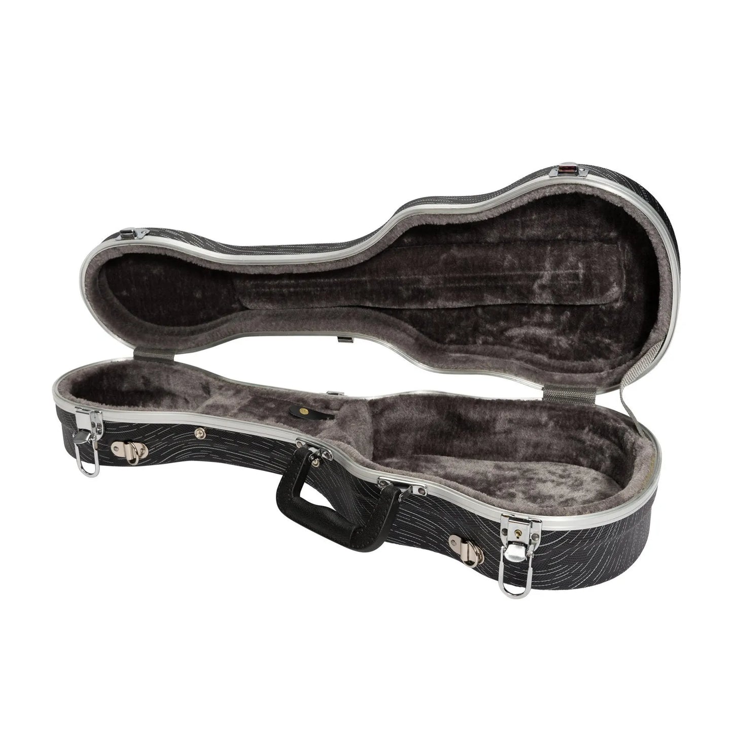 Tiki Deluxe Shaped Soprano Ukulele Flight Case - Grey/Black, Lightweight, Impact Resistant ABS, Soft Interior, Accessories Compartment, Key Lockable L — view 4
