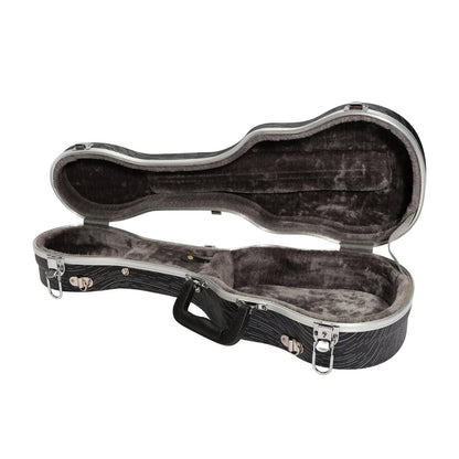 Tiki Deluxe Shaped Soprano Ukulele Flight Case - Grey/Black, Lightweight, Impact Resistant ABS, Soft Interior, Accessories Compartment, Key Lockable L — view 4