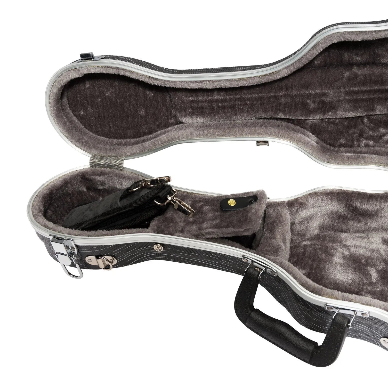 Tiki Deluxe Shaped Soprano Ukulele Flight Case - Grey/Black, Lightweight, Impact Resistant ABS, Soft Interior, Accessories Compartment, Key Lockable L — view 5
