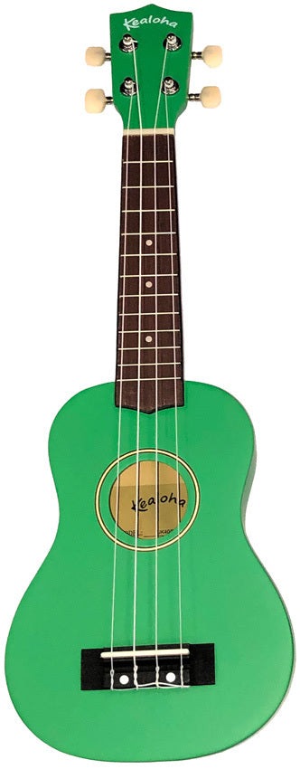 Kealoha Wooden Soprano Coloured Ukulele in Green Finish with Carry Bag