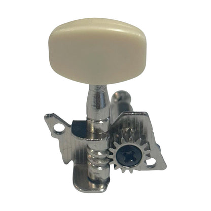 GT Open-geared Ukulele Tuning Machines with Cream Plastic Buttons, Nickel Finish (Set of 4)