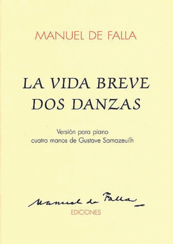 Falla La Vida Dos Danzas Arr.Piano Duet