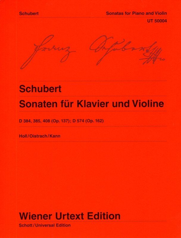 Schubert - Sonatas for Violin and Piano, Arranged by Hans Kann, Wiener Urtext Edition, 154 Pages