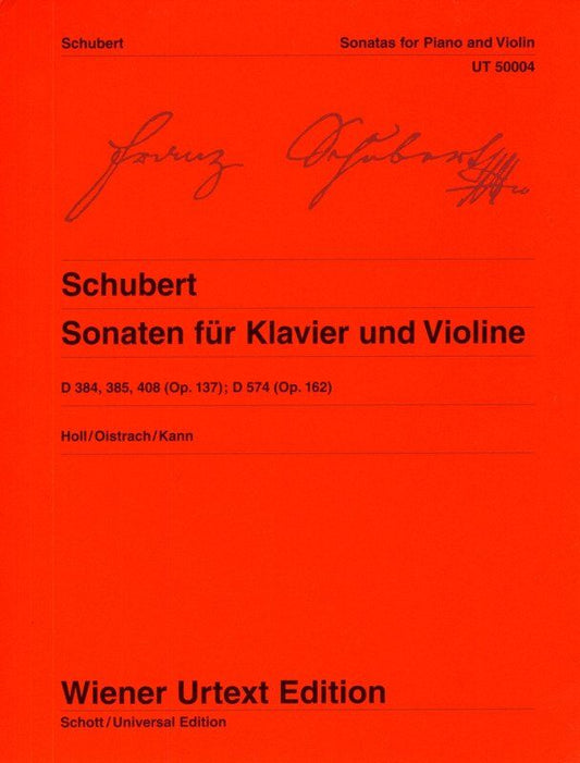 Schubert - Sonatas for Violin and Piano, Arranged by Hans Kann, Wiener Urtext Edition, 154 Pages