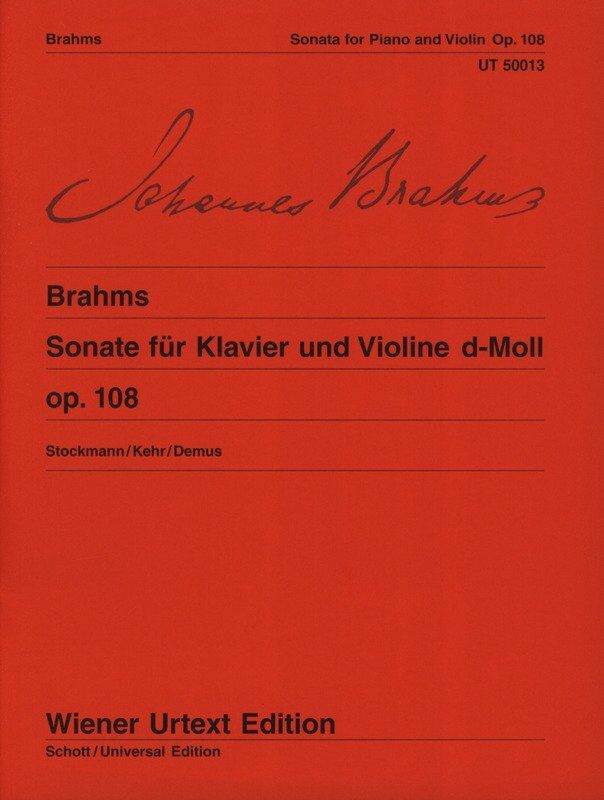 Brahms Sonata D Minor Op. 108 for Violin and Piano, Arranged by Joerg Demus, Wiener Urtext Edition, 62 Pages