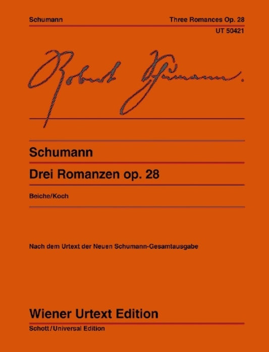 Schumann - 3 Romances Op 28 For Piano Softcover Book (Piano)