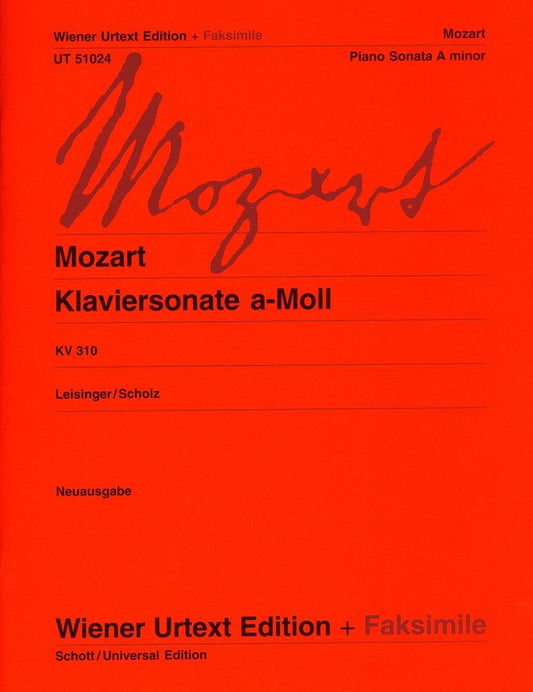 Mozart Piano Sonata in A Minor K 310 Urtext Edition with Facsimile by Ulrich Leisinger