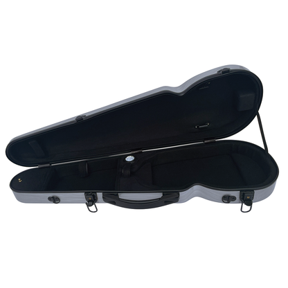 VIVO Shaped Case Brushed Silver for 3/4 Violin / 13" Viola with Backpack Straps, Hygrometer, and Accessories Compartment — view 3