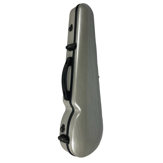 VIVO Silver Brushed Shaped Case for 3/4 Violin / 13" Viola with Backpack Straps and Hygrometer