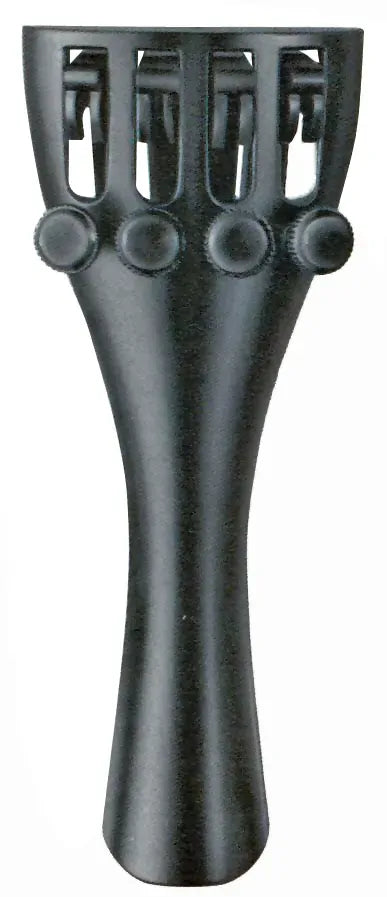 Wittner 4/4 Size Violin Tailpiece Black Alloy with Built-in String Adjusters