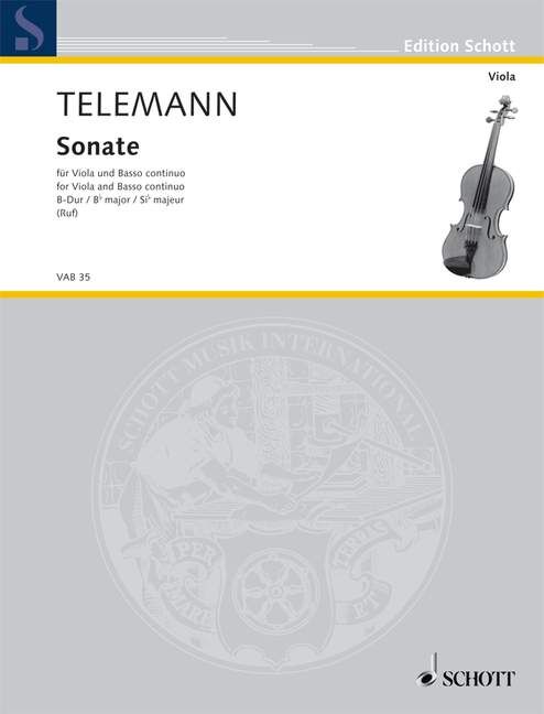 Telemann Sonata in Bb for Viola and Continuo Sheet Music