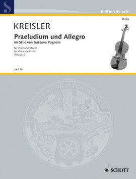 Kreisler - Praeludium & Allegro for Viola and Piano Accompaniment Schott VAB70