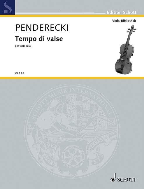 Penderecki - Tempo di Valse for Viola Solo, Schott Music, 4 Pages