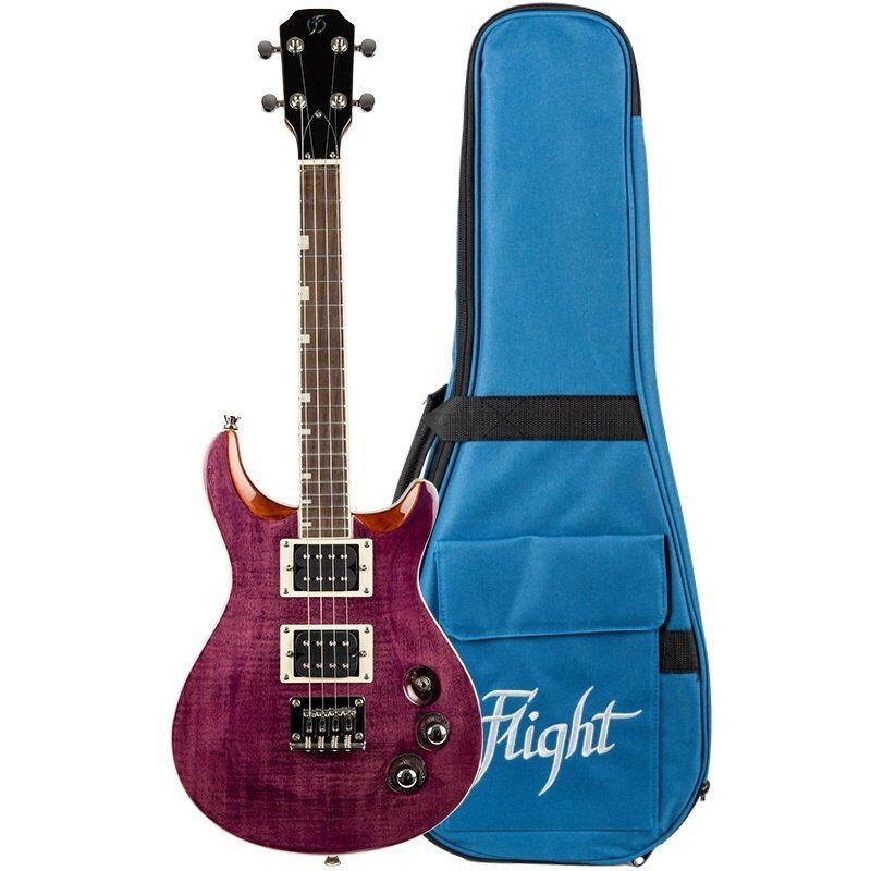 Flight Vanguard Transparent Purple Solid Body Electric Tenor Ukulele with Gig Bag