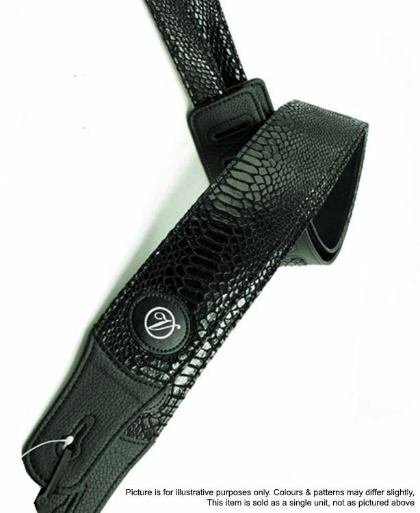 Vorson Black Skin Patterned Guitar Strap with Leather Ends
