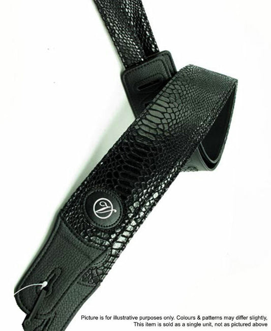 Vorson Black Skin Patterned Guitar Strap with Leather Ends