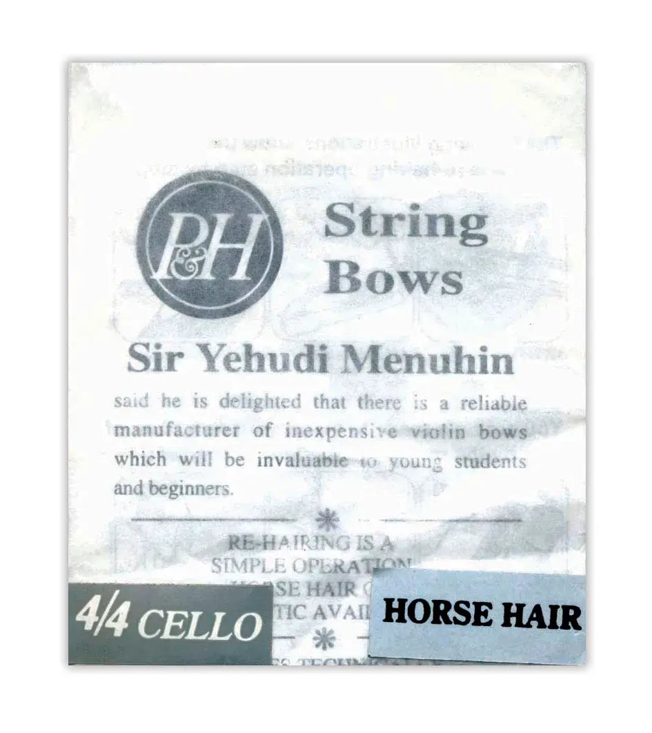 P&H 4/4 Size Cello Bow Replacement Hair - Natural White