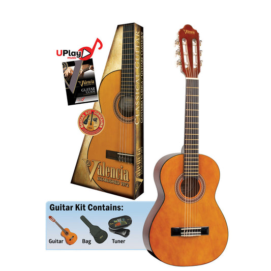 Valencia Series 100 1/4 Size Classical Guitar Package (Natural)
