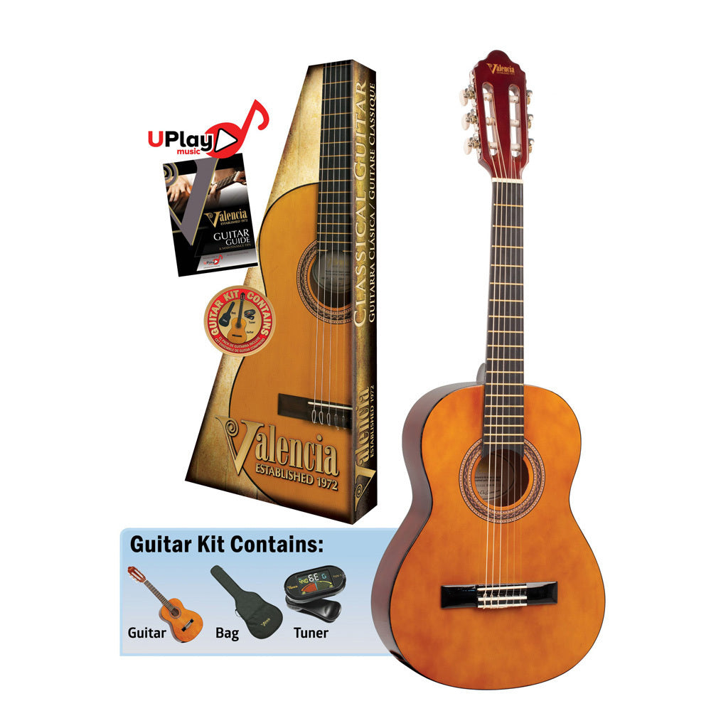 Valencia Series 100 1/2 Size Classical Guitar Package (Natural)