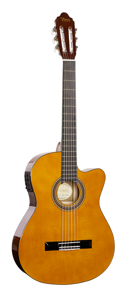 Valencia VC104TCE Thin Body Acoustic-Electric Guitar 4/4 Size Natural Finish