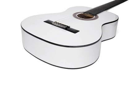 Valencia 100 Series VC104WT Full Size Classical Guitar in White — view 3