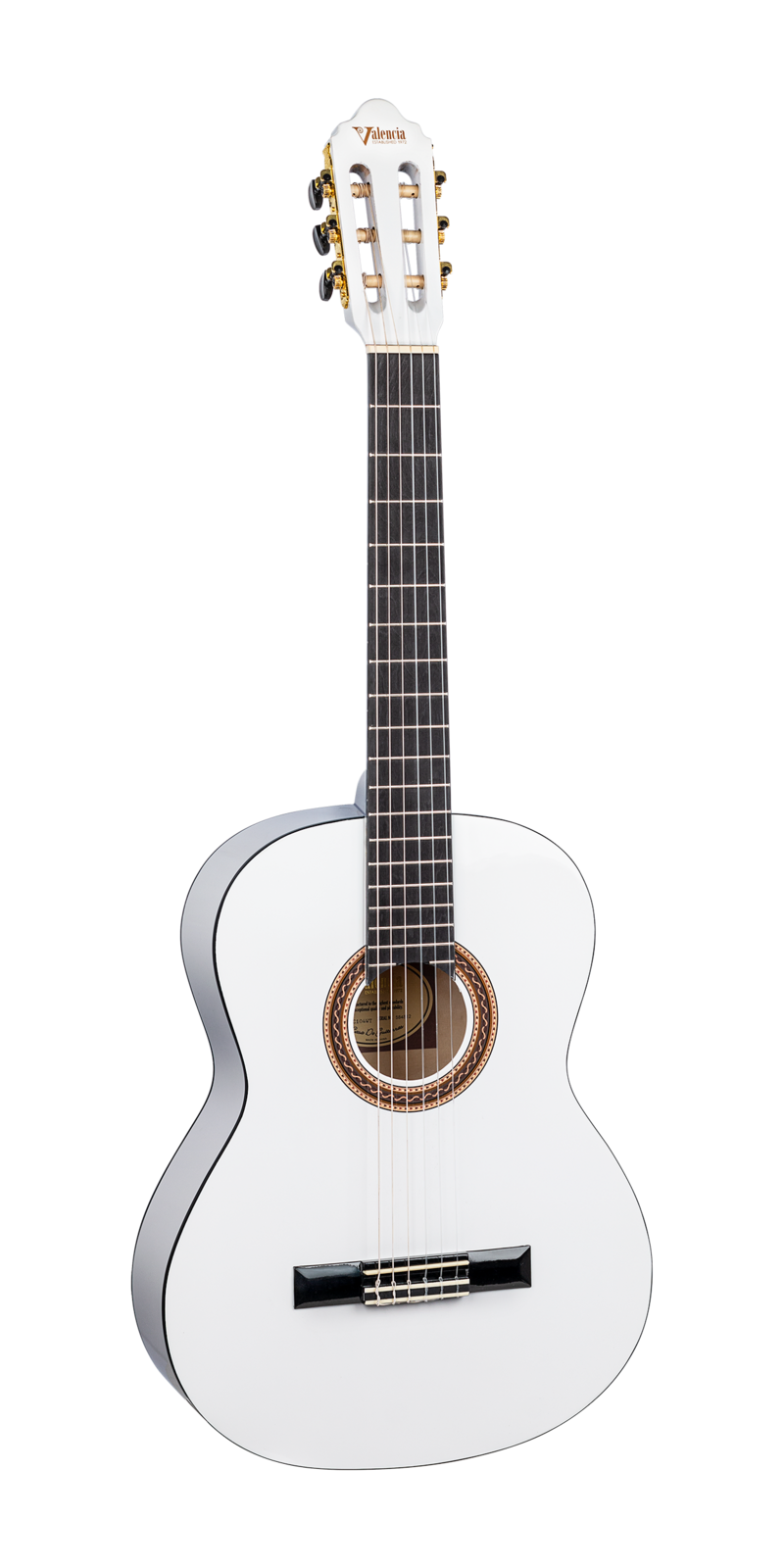 Valencia 100 Series VC104WT Full Size Classical Guitar in White