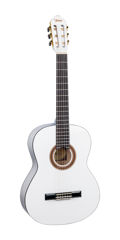Valencia 100 Series VC104WT Full Size Classical Guitar in White