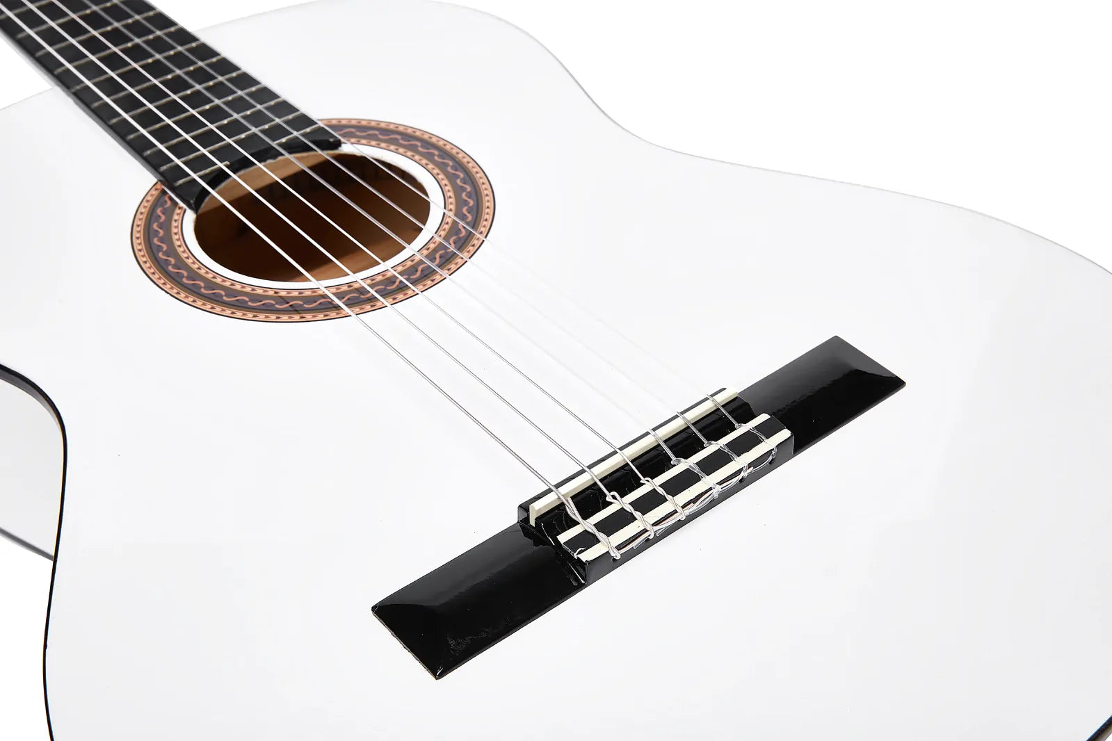 Valencia 100 Series VC104WT Full Size Classical Guitar in White — view 4