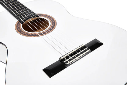 Valencia 100 Series VC104WT Full Size Classical Guitar in White — view 4
