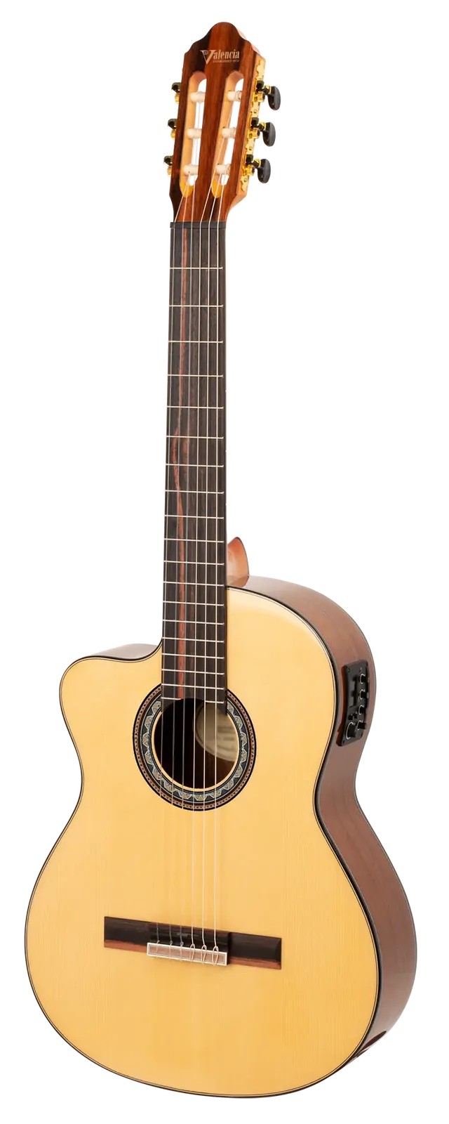 Valencia 560 Series Left Hand Classical Guitar VC564CEL with Pickup in Natural High Gloss — view 5