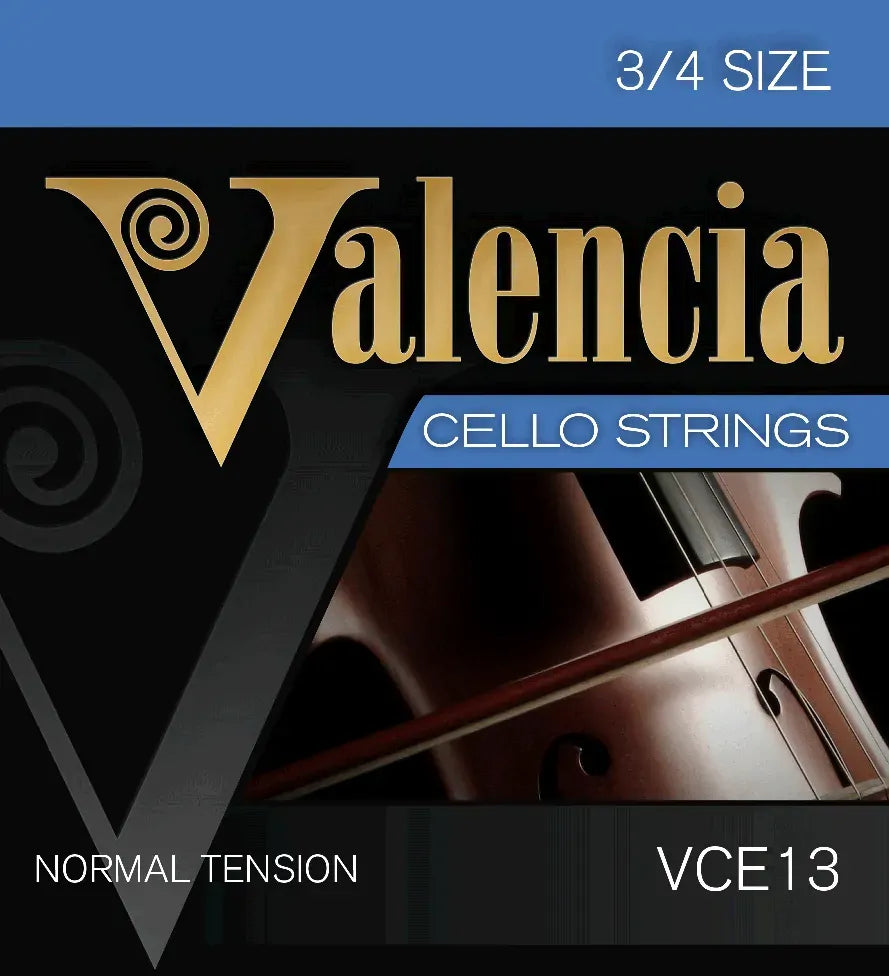 Valencia 3/4 Size Cello String Set - Steel Wound Ball End (VCE13)