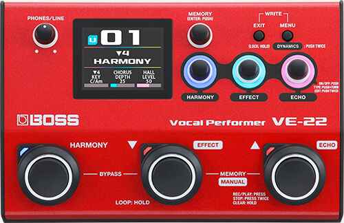 BOSS VE-22 Vocal Performer - Portable Multi-Effects Toolbox for Singers with Real-Time Harmonies and Voice-Changing Effects