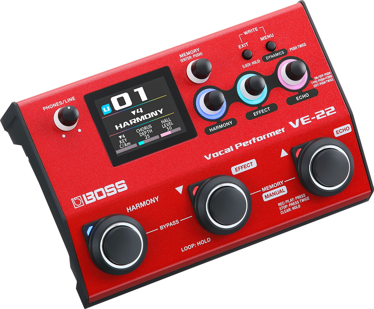 BOSS VE-22 Vocal Performer - Portable Multi-Effects Toolbox for Singers with Real-Time Harmonies and Voice-Changing Effects — view 3